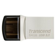 ФлешкаTranscendJetFlash890,64GB,USB3.1/Type-C,Silver,MetalCase