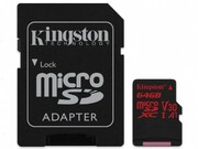 64GBmicroSDClass10UHS-IU3(V30)KingstonCanvasCangasGoPlus,Ultimate,Read:170Mb/s,Write:70Mb/s,IdealforAndroidmobiledevices,actioncams,dronesand4Kvideoproduction