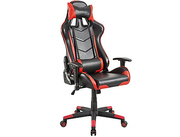LumiGamingChairwithHeadrest&LumbarSupportCH06-1,Black/Red,2DArmrest,350mmNylonBase,60mmPUCaster,100mmClass3GasLift,WeightCapacity150Kg