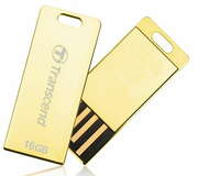 16GBUSBFlashDriveTranscend"JetFlashT3G",Gold,StainlessSteel,Ultra-slimSize,USB2.0