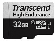 .32GBMicroSD(Class10)UHS-I(U1),+SDadapter,Transcend"TS32GUSD350V"(R/W:95/40MB/s,Endurance)