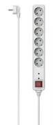 Hama223155PowerStrip,6-Way,OvervoltageProtection,Switch,3m,white