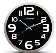 ClockWallEsperanzaZURICHEHC013KBlack,25cm,plasticframe,Quietmovement,hookforeasyinstallation,Power:1xAAbattery(notincluded)