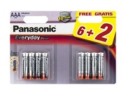 BateriePanasonicAlkalineEveryday,AAABlisterx6+2GRATIS,LR03REE/8B2F