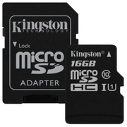 .16GBMicroSD(Class10)UHS-I(U1)+SDadapter,KingstonCanvasSelect"SDCS/16GB"(R/W:80/10MB/s)