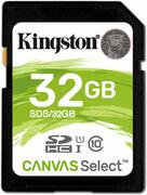 .32GBSDHCCard(Class10)UHS-I,U1,KingstonCanvasSelect"SDS/32GB"(R/W:80/10MB/s)