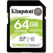 .64GBSDHCCard(Class10)UHS-I,U1,KingstonCanvasSelect"SDS/64GB"(R/W:80/10MB/s)