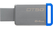 64GBUSB3.1FlashDriveKingstonDataTravaler"DT50",Silver/Blue,Metallic,Capless(DT50/64GB)