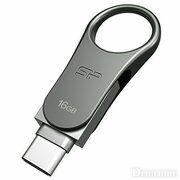 16GBUSB3.0(Type-A/Type-C)FlashDriveSiliconPower"MobileC80",Silver,KeyRing(R/W:80/20MB/s)