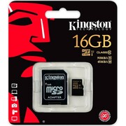 Kingston16GBmicroSDHCClass10UHS-IwithSDadapter,600X,Upto:90Mb/s