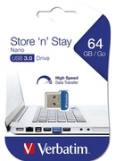 64GBUSB3.0VerbatimStore'n'StayNANO,Blue,Ultra-small,(Read80MByte/s,Write25MByte/s)