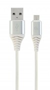 CableUSB2.0/Micro-USBPremiumcottonbraided-2m-CablexpertCC-USB2B-AMmBM-2M-BW2,Silver/White,USB2.0A-plugtoMicro-USBplug,blister