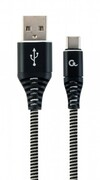 CableUSB2.0/Type-CPremiumcottonbraided-2m-CablexpertCC-USB2B-AMCM-2M-BW,Black/White,USB2.0A-plugtotype-Cplug,blister