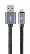 Cable8-pinCottonbraided-1.8m-CablexpertCCB-mUSB2B-AMLM-6,Black,Professionalseries,USB2.0A-plugto8-pin,blister