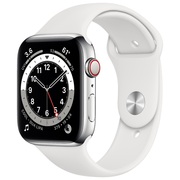 AppleWatchSeries6GPS,44mmAluminumCasewithWhiteSportBand,M00D3GPS,Silver