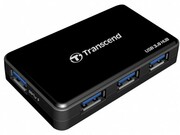 TranscendHUB3,USB3.0Hub,4portswith1port2Achargingport,Ultraslimandportabledesign,withExternalPowerAdapter,Black