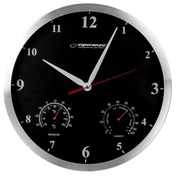 ClockWallEsperanzaWASHINGTONEHC008KBlack,30cm,Aluminumclockframeandhands,Quietmovement,hookforeasyinstallation,Measurements:temperatureandhumidity,Powersupply:1x1.5VAAbattery(notincluded)