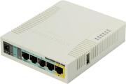 MikroTikRB951Ui-2HnD,WirelessRouter,2.4GHzDualchain,AP/Bridge/Station/WDS,802.11b/g/n,1WAN+4LAN,USB,internalantenna,WirelesschipmodelAR9344600MHz,RAM128MB,PoEin,PoEout(Ether5),RouterOS