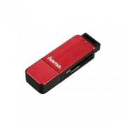 Hama123902USB3.0CardReader,SD/microSD,aluminium,red