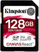 128GBSDXCCard(Class10)UHS-I,U3,KingstonCanvasReact"SDR/128GB"(R/W:100/80MB/s)