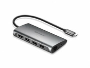 UGREENUSB-Cto3*USB3.0+HDMI+RJ45+SD/TFConverter,Gray