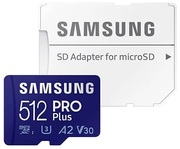 512GBMicroSD(Class10)UHS-I(U3)+SDadapter,SamsungPROPlusMB-MD512SA(R/W:180/130MB/s)