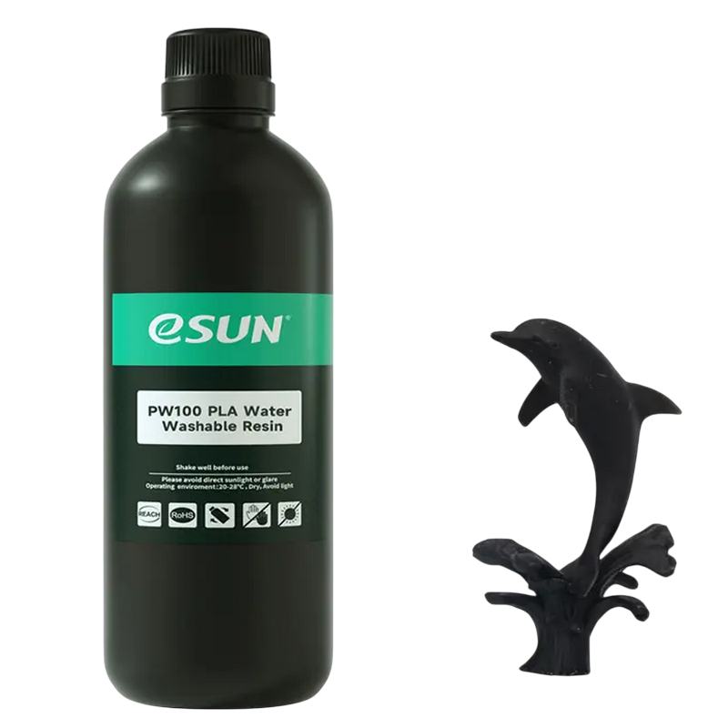 Photopolymer resin ESUN PW100 PLA Water Washable Resin, 0.5 kg, Black