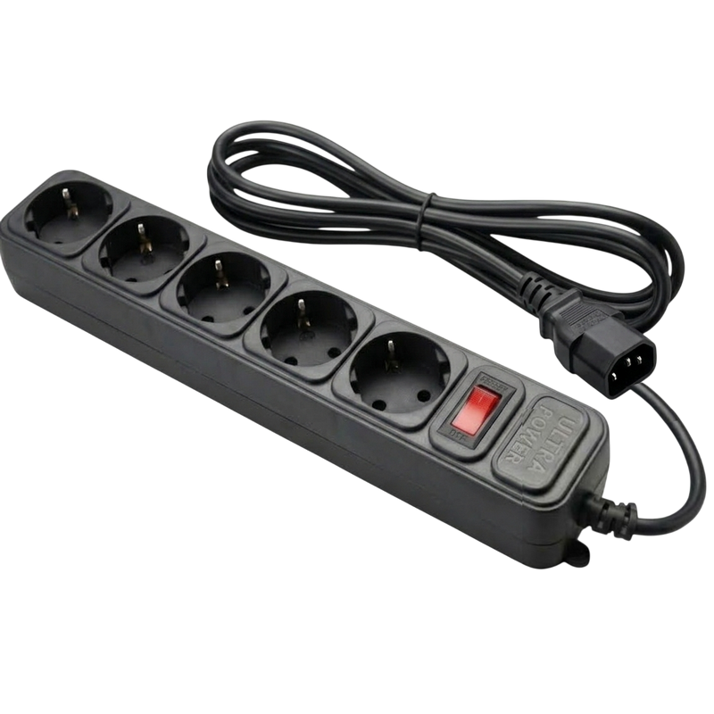 Surge Protector for UPS, 1,8m, 5 Sockets, Ultra Power, black, UP3-B-1.8UPS