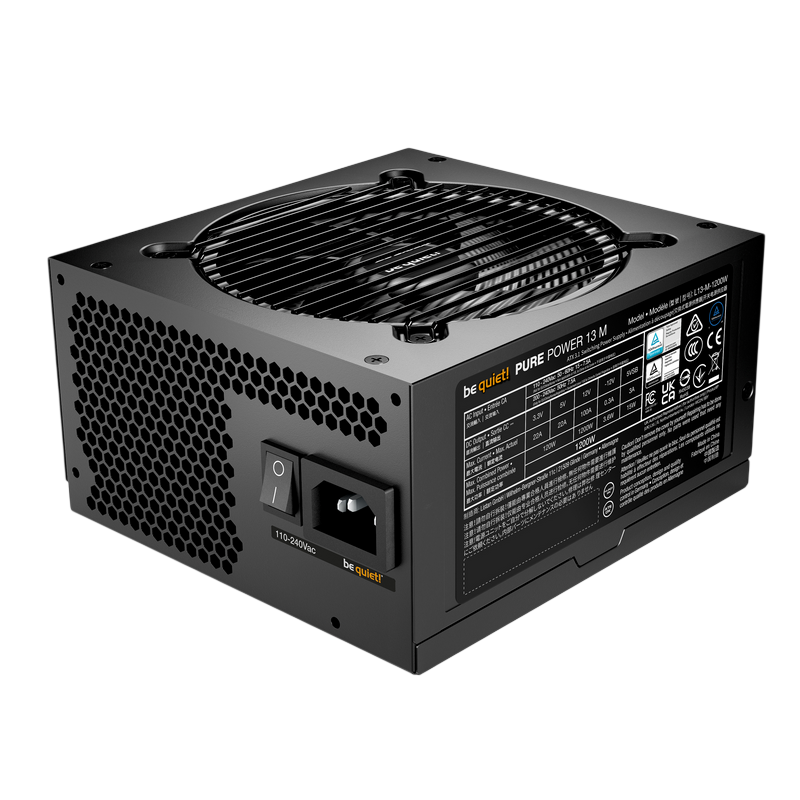 Power Supply ATX 1200W be quiet! PURE POWER 13 M, 80+ Gold, 120mm, Active PFC, SR+LLC+DC/DC, ATX 3.1, Full Modular, Black