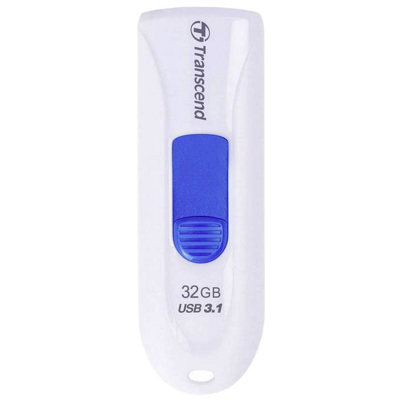 32GB USB3.1 Flash Drive Transcend "JetFlash 790", White, Slider (R/W:90/25MB/s)