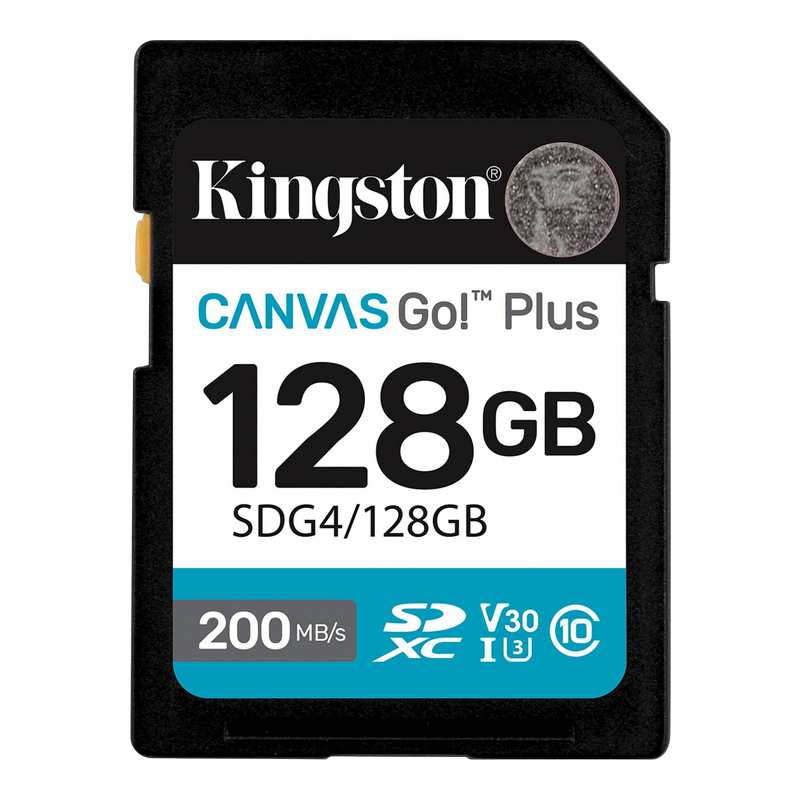 .128GB SDXC Card (Class 10) UHS-I , U3, V30 Kingston Canvas Go! Plus Gen 4 "SDG4/128GB" (R:200MB/s)