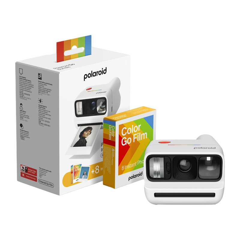 Camera Foto Instant Polaroid Go Gen 3 White + Color Film Bundle (8 Photos)