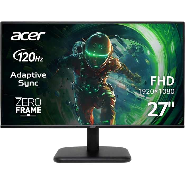 27" ACER EK271Gbi Black, IPS, 1920x1080, 120Hz, FreeSync, 1msVRB, 250cd, CR100mil:1, D-Sub+HDMI