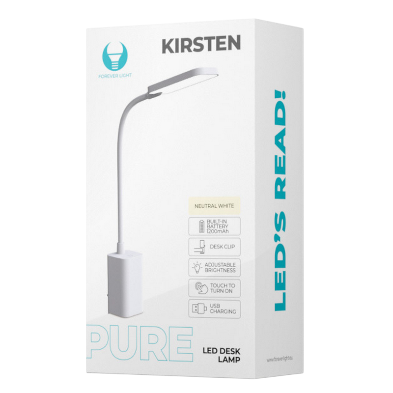 Forever Desk LED Lamp 6W with clip PURE FLB-10 KIRSTEN, White