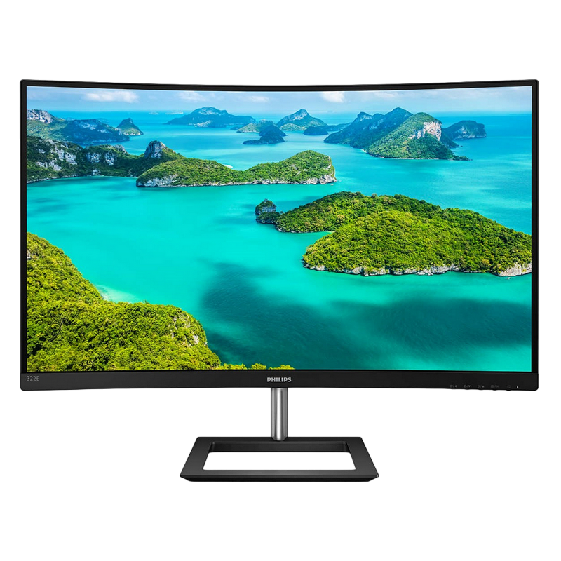 32" PHILIPS 325E1C, Black,Curved-VA, 2560x1440, 75Hz, AdaptiveSync,4ms,250cd,MegaDCR,D-Sub+HDMI+DP