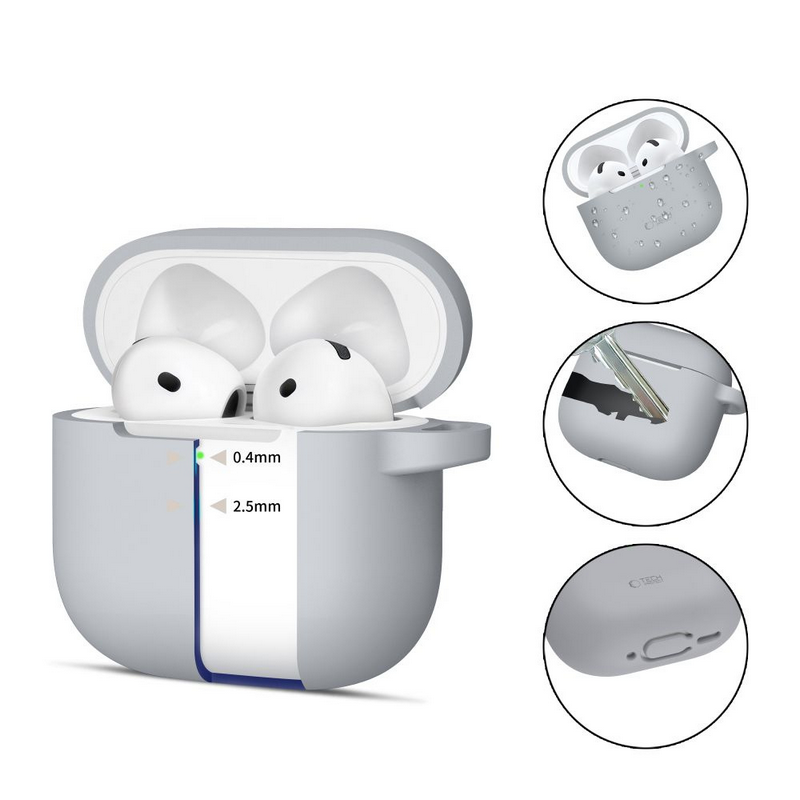 Tech-Protect Silicone Hook Apple Airpods 4, Crayon Grey