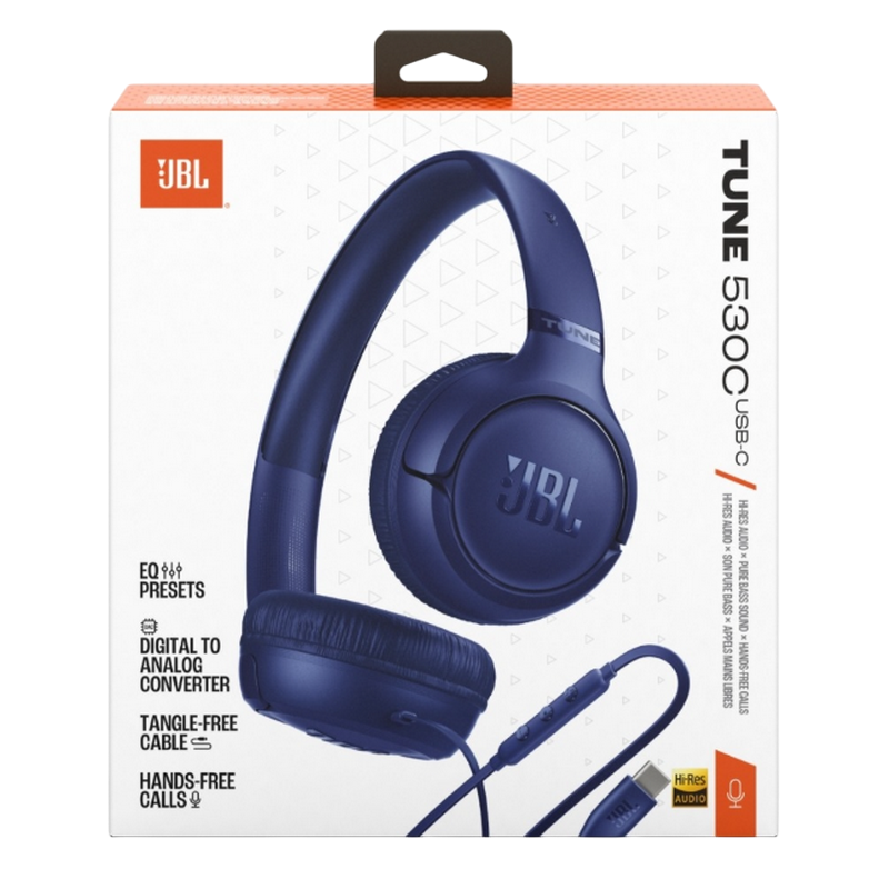 Headphones JBL T530C Blue, USB-C, On-ear