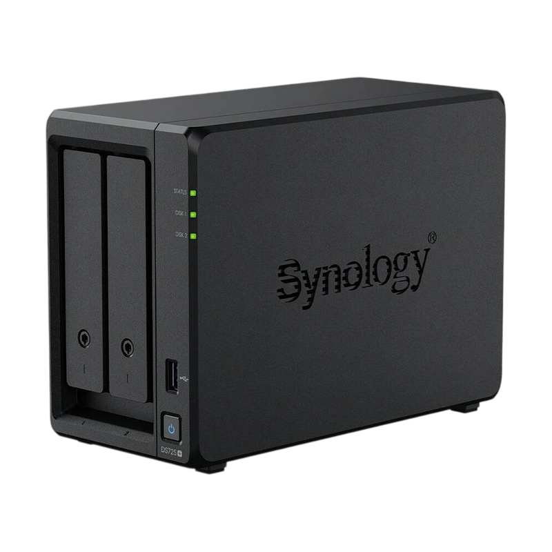 SYNOLOGY "DS725neo+", 2-bay, AMD Ryzen 2-core 2.6-3.1Ghz, 1x4Gb non-ECC+1Slot, 1x2.5GbE, 1x1GbE, 2xM.2 NVMe