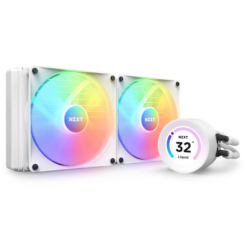 AIO Liquid Cooling NZXT Kraken Elite 280 RGB White (<34.48dB, 90.79CFM, 2x140mm ARGB fans, 500-1500RPM, LCD 2.36", CAM)