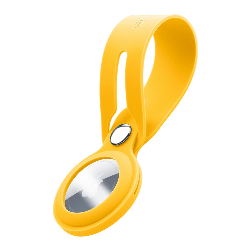 Cellular Apple Airtag, Silicone strap with hook, Yellow