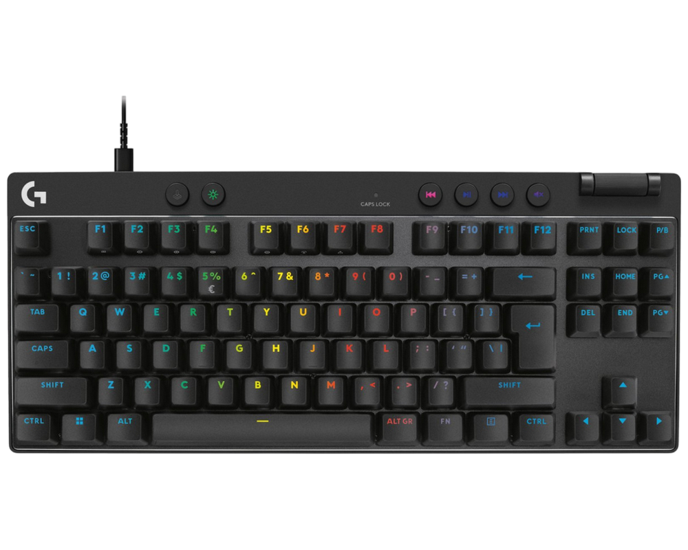 Gaming Keyboard Logitech G PRO X TKL Rapid, Mechanical, Magnetic Analog Linear SW, Macro, Media сontrols, Detachable cable, RGB, 1.8m, USB, EN, Black