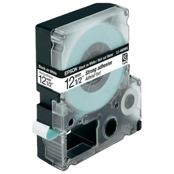 Tape Cartridge EPSON 12mm/9m, Strng adh Blk/Wht, LK4WBW C53S654016