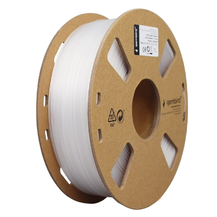 PETG 1.75 mm, Gembird White Filament, 1 kg, 3DP-PETG1.75-01-W
