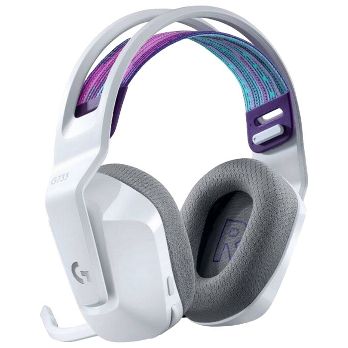 Gaming Wireless Headset Logitech G733, 40mm drivers, 20-20kHz, 39 Ohm, 87.5dB, 278g, 29h, BLUE VO!CE, Det.Mic, RGB, 2.4Ghz, White
