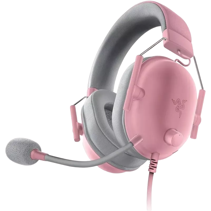 Gaming Headset Razer BlackShark V2 X, 50mm drivers, 12-28kHz, 32 Ohm, 100db, 240g, On-earcup control, Noise-Cancelling Mic, 7.1, 1.3m, 3.5mm, Pink