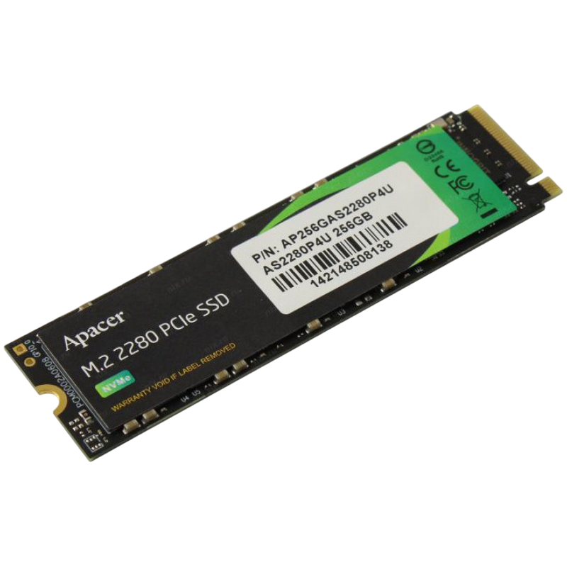 .M.2 NVMe SSD 256GB Apacer AS2280P4U [PCIe 3.0 x4, R/W:3500/1200MB/s, 210K/315K IOPS, 170TB, 1.8M MTBF, 3D TLC]