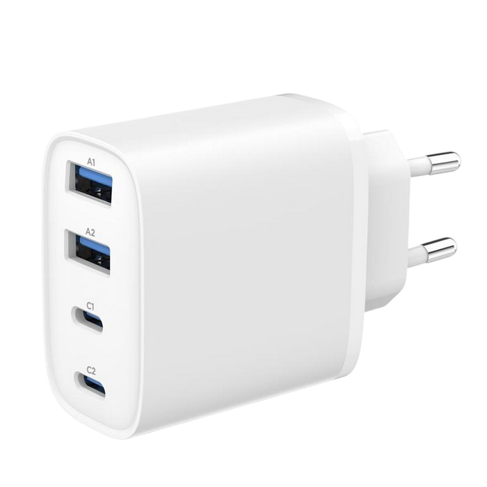 4-port 40 W GaN 2xUSB-C/2xUSB-A fast charger, White, Gembird TA-UC-2A2C-PD40-01-W