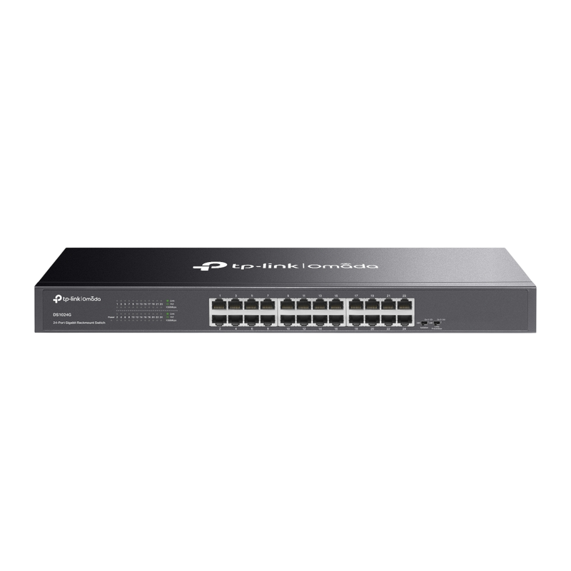 24-port 10/100/1000Mbps Switch TP-LINK "DS1024G", Isolation, Loop Prevention Mode, 1U 19" Rack Mount, Metal Case