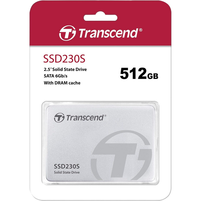 2.5" SATA SSD 512GB Transcend "SSD230" [R/W:560/520MB/s, 85/85K IOPS, SM2258, 3D NAND TLC]
