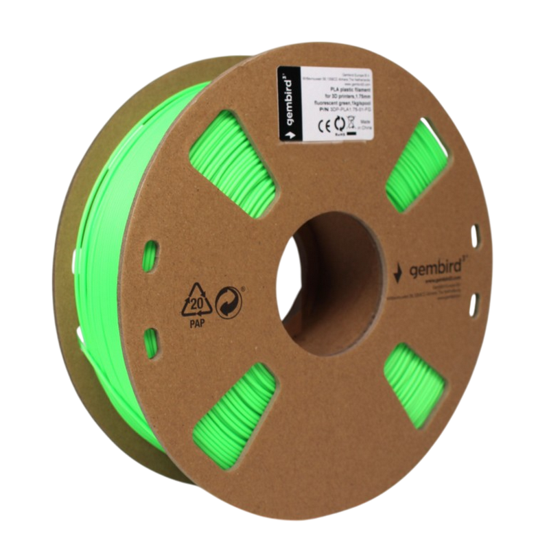 PLA 1.75 mm, Flame-bright Green Filament, 1 kg, Gembird, 3DP-PLA1.75-01-FG